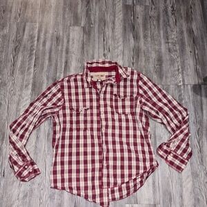 Urban Outfitters Burgundy Plaid Button Down Shirt